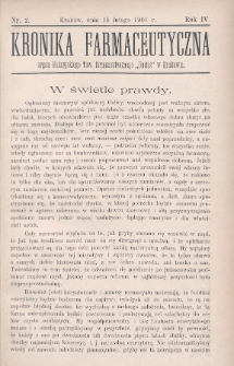 Kronika Farmaceutyczna : organ Galicyjskiego Towarzystwa Farmaceutycznego „Unitas” w Krakowie. 1901, nr 2