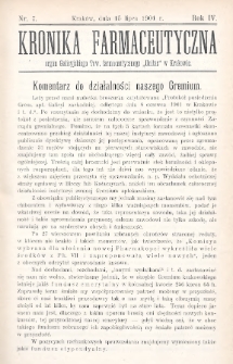 Kronika Farmaceutyczna : organ Galicyjskiego Towarzystwa Farmaceutycznego „Unitas” w Krakowie. 1901, nr 7