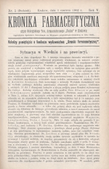 Dodatek do nr 5 „Kroniki Farmaceutycznej” 1902