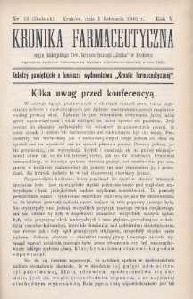 Dodatek do nr 10 „Kroniki Farmaceutycznej” 1902