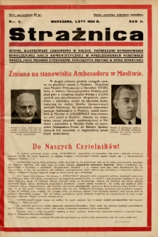 Strażnica : jedyny ilustrowany dwutygodnik w Polsce poświęcony demaskowaniu rewolucyjnej akcji komunistycznej w poszczególnych państwach świata oraz badaniu stosunków panujących obecnie w Rosji Sowieckiej. 1933, nr 2