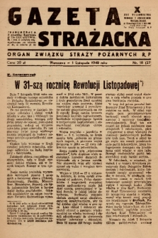 Gazeta Strażacka : organ Głównego Związku Straży Pożarnych Rzeczypospolitej Polskiej. 1948, nr 18