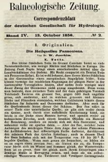 Balneologische Zeitung : Correspondenzblatt der deutschen Gesellschaft für Hydrologie. Bd. 4, 1856, nr 2