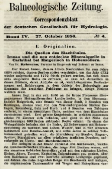 Balneologische Zeitung : Correspondenzblatt der deutschen Gesellschaft für Hydrologie. Bd. 4, 1856, nr 4