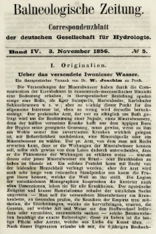 Balneologische Zeitung : Correspondenzblatt der deutschen Gesellschaft für Hydrologie. Bd. 4, 1856, nr 5