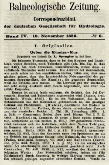 Balneologische Zeitung : Correspondenzblatt der deutschen Gesellschaft für Hydrologie. Bd. 4, 1856, nr 6