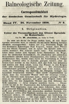 Balneologische Zeitung : Correspondenzblatt der deutschen Gesellschaft für Hydrologie. Bd. 4, 1856, nr 8