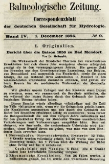Balneologische Zeitung : Correspondenzblatt der deutschen Gesellschaft für Hydrologie. Bd. 4, 1856, nr 9
