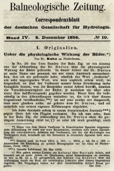 Balneologische Zeitung : Correspondenzblatt der deutschen Gesellschaft für Hydrologie. Bd. 4, 1856, nr 10