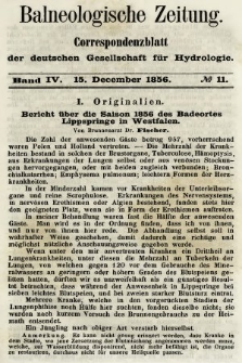 Balneologische Zeitung : Correspondenzblatt der deutschen Gesellschaft für Hydrologie. Bd. 4, 1856, nr 11