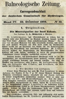 Balneologische Zeitung : Correspondenzblatt der deutschen Gesellschaft für Hydrologie. Bd. 4, 1856, nr 12