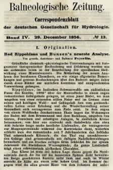 Balneologische Zeitung : Correspondenzblatt der deutschen Gesellschaft für Hydrologie. Bd. 4, 1856, nr 13