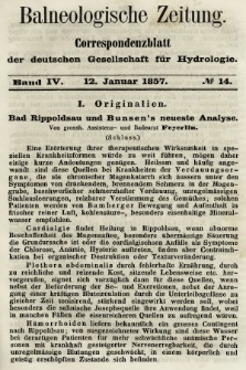 Balneologische Zeitung : Correspondenzblatt der deutschen Gesellschaft für Hydrologie. Bd. 4, 1857, nr 14