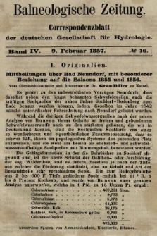 Balneologische Zeitung : Correspondenzblatt der deutschen Gesellschaft für Hydrologie. Bd. 4, 1857, nr 16