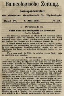 Balneologische Zeitung : Correspondenzblatt der deutschen Gesellschaft für Hydrologie. Bd. 4, 1857, nr 22
