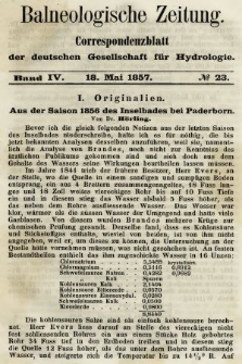 Balneologische Zeitung : Correspondenzblatt der deutschen Gesellschaft für Hydrologie. Bd. 4, 1857, nr 23