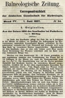 Balneologische Zeitung : Correspondenzblatt der deutschen Gesellschaft für Hydrologie. Bd. 4, 1857, nr 24