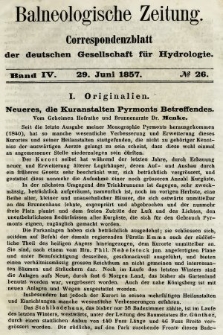 Balneologische Zeitung : Correspondenzblatt der deutschen Gesellschaft für Hydrologie. Bd. 4, 1857, nr 26