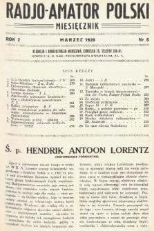 Radjo Amator Polski : miesięcznik. 1928, nr 6