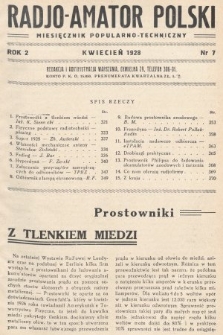Radjo-Amator Polski : miesięcznik popularno-techniczny. 1928, nr 7