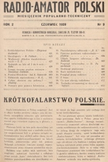 Radjo-Amator Polski : miesięcznik popularno-techniczny. 1928, nr 9