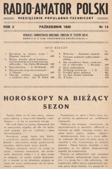 Radjo-Amator Polski : miesięcznik popularno-techniczny. 1928, nr 13