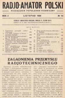 Radjo-Amator Polski : miesięcznik popularno-techniczny. 1928, nr 14