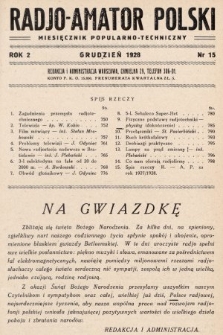 Radjo-Amator Polski : miesięcznik popularno-techniczny. 1928, nr 15