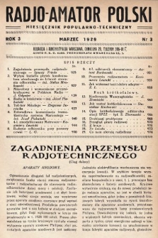 Radjo-Amator Polski : miesięcznik popularno-techniczny. 1929, nr 3