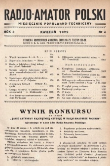 Radjo-Amator Polski : miesięcznik popularno-techniczny. 1929, nr 4