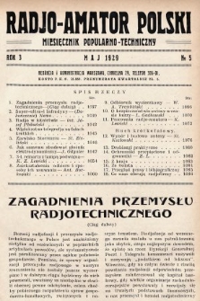 Radjo-Amator Polski : miesięcznik popularno-techniczny. 1929, nr 5