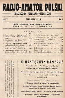 Radjo-Amator Polski : miesięcznik popularno-techniczny. 1929, nr 8