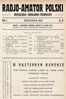 Radjo-Amator Polski : miesięcznik popularno-techniczny. 1929, nr 10