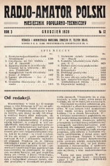 Radjo-Amator Polski : miesięcznik popularno-techniczny. 1929, nr 12