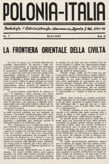 Polonia-Italia : miesięcznik italo-polski. 1937, nr 7