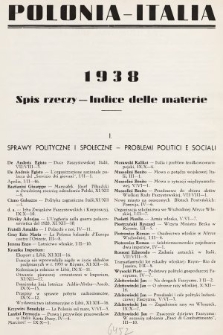 Polonia-Italia : miesięcznik italo-polski. 1938, spis rzeczy