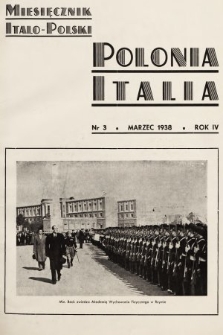 Polonia-Italia : miesięcznik italo-polski. 1938, nr 3