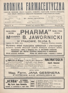 Kronika Farmaceutyczna : czasopismo poświęcone sprawom naukowym, zawodowym i praktycznym polskiego aptekarstwa : organ Związku Zawodowego Farmaceutów Pracowników w Rzeczypospolitej Polskiej. 1922, nr 5-6