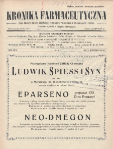 Kronika Farmaceutyczna : organ oficjalny Związku Zawodowego Farmaceutów Pracowników w Rzeczypospolitej Polskiej. 1925, nr 1