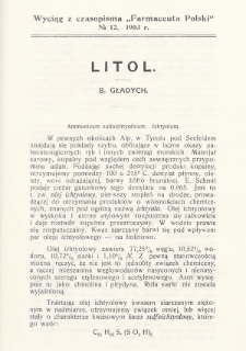 Wyciąg z czasopisma „Farmaceuta Polski” nr 12, 1903 r. : dodatek do nr 8 „Kroniki Farmaceutycznej” 1927
