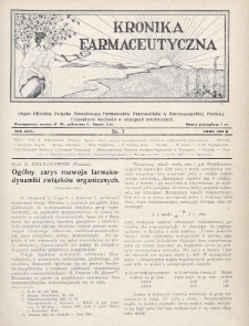 Kronika Farmaceutyczna : organ oficjalny Związku Zawodowego Farmaceutów Pracowników w Rzeczypospolitej Polskiej. 1927, nr 7