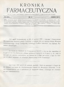 Kronika Farmaceutyczna : organ Związku Zawodowego Farmaceutów-Pracowników w Rzeczypospolitej Polskiej. 1928, nr 6