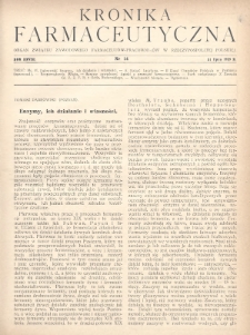 Kronika Farmaceutyczna : organ Związku Zawodowego Farmaceutów-Pracowników w Rzeczypospolitej Polskiej. 1929, nr 14