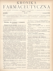 Kronika Farmaceutyczna : organ Związku Zawodowego Farmaceutów-Pracowników w Rzeczypospolitej Polskiej. 1929, nr 15