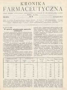 Kronika Farmaceutyczna : organ Związku Zawodowego Farmaceutów-Pracowników w Rzeczypospolitej Polskiej. 1929, nr 21