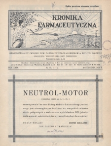 Kronika Farmaceutyczna : organ oficjalny Związku Zaw. Farmaceutów-Pracowników w Rzplitej Polskiej. 1930, nr 1-2