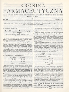 Kronika Farmaceutyczna : organ Związku Zawodowego Farmaceutów-Pracowników w Rzeczypospolitej Polskiej. 1930, nr 14
