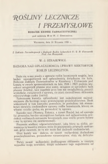 Rośliny Lecznicze i Przemysłowe : dodatek „Kroniki Farmaceutycznej”. 1930, nr 31 stycznia
