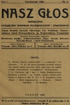 Nasz Głos : miesięcznik poświęcony sprawom pedagogicznym i zawodowym. R. 1, 1925, nr 6