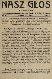 Nasz Głos : organ Komisji Zarządu Głównego [Związku Polskiego Nauczycielstwa Szkół Powszechnych] w Poznaniu : miesięcznik. R. 5, 1929, nr 5